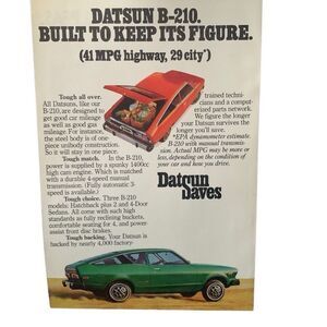 Vintage 1976 Datsun Keep its Figure B-210 Ad Advertisement